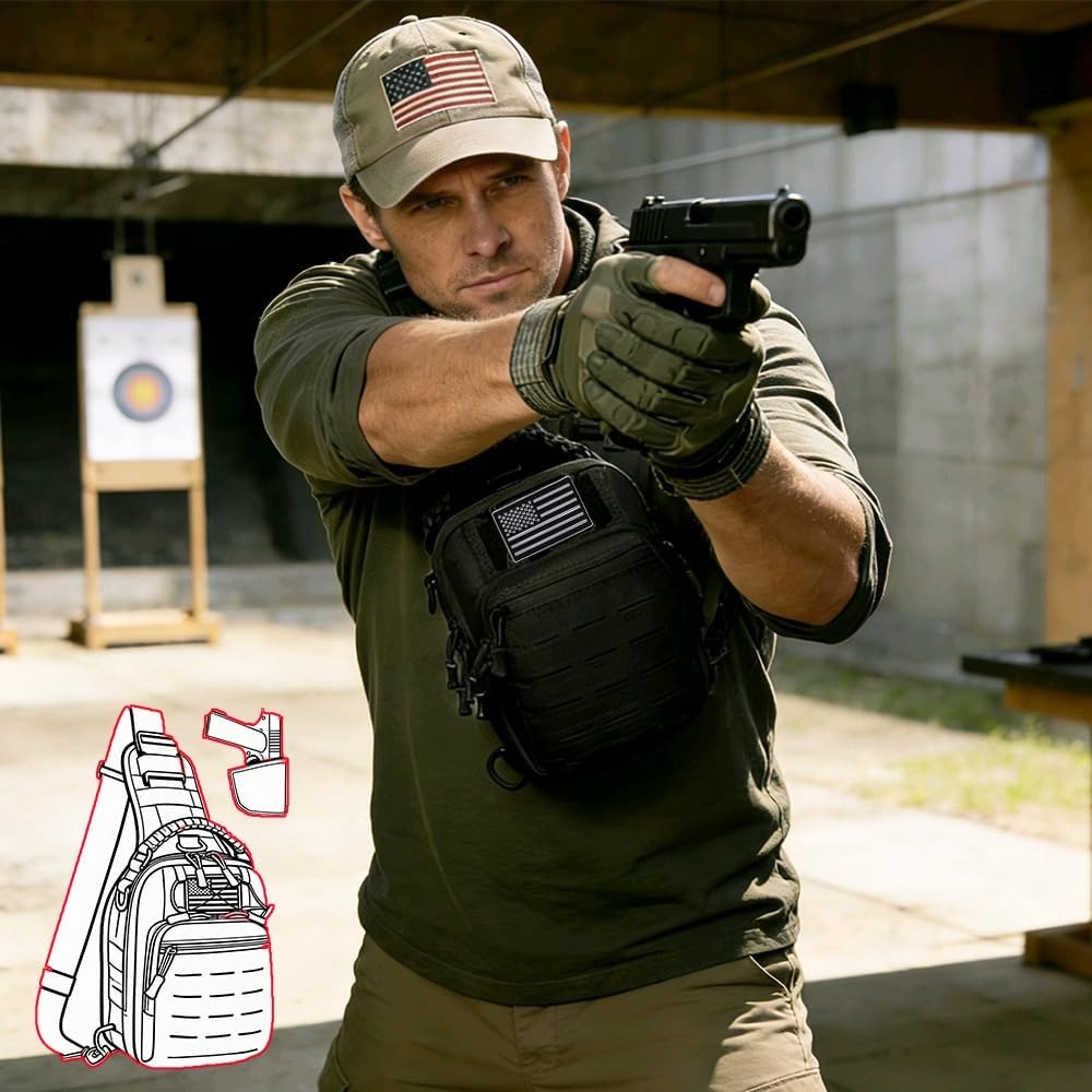 Tactical Sling Bag for Men Con - đánh giá và giá Edc Carry Gun